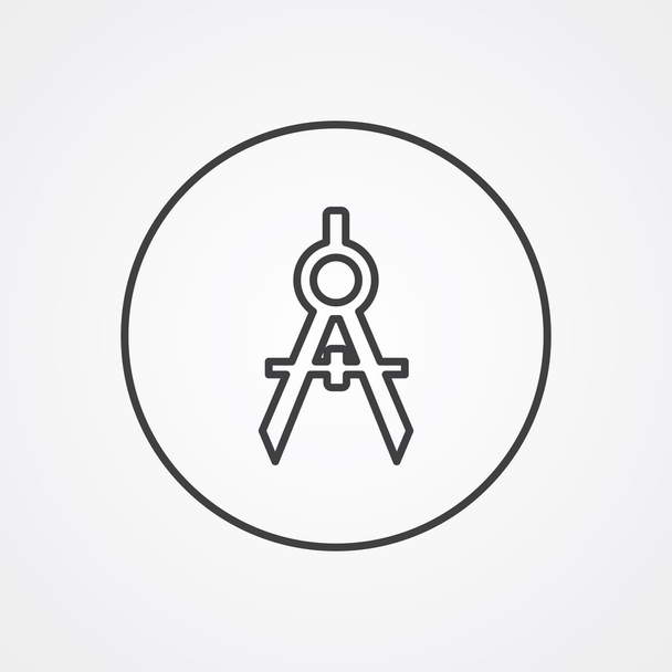 brújulas símbolo del contorno, oscuro sobre fondo blanco, plantilla de logotipo
 - Vector, Imagen