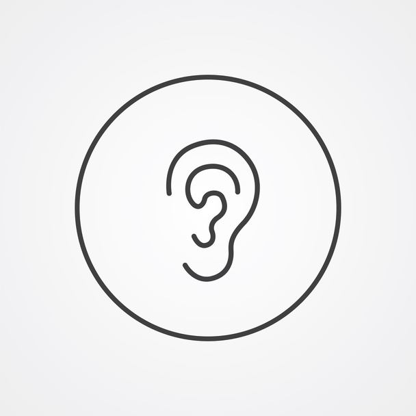 символ контура уха, темный на белом фоне, шаблон логотипа
 - Вектор,изображение