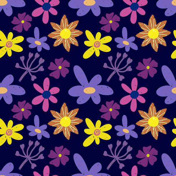 Boho λουλούδι αδιάλειπτη μοτίβο. Χειροποίητο υπόβαθρο εικονογράφηση αρχείου κινουμένων σχεδίων. EPS 10 - Διάνυσμα, εικόνα