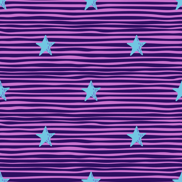 Cute stars seamless pattern in doodle style. Constellation wallpaper. Design for fabric, textile print, wrapping paper, childish textiles. Vector illustration - Vector, Imagen