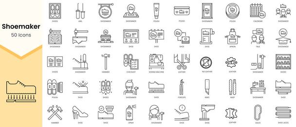 Simple Outline Set of Shoemaker icons. Linear style icons pack. Vector illustration - Vector, afbeelding