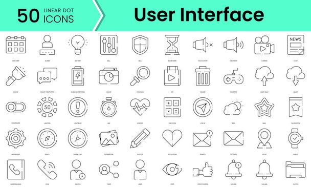 Set di icone dell'interfaccia utente. Linea stile arte icone bundle. illustrazione vettoriale - Vettoriali, immagini