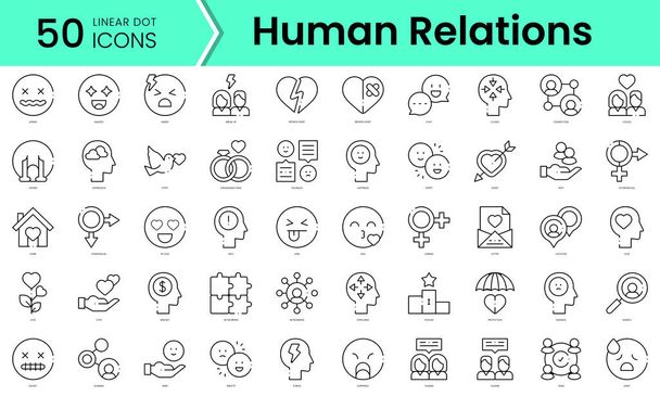 Conjunto de relaciones humanas y emociones iconos. Paquete de iconos de estilo arte de línea. ilustración vectorial - Vector, Imagen