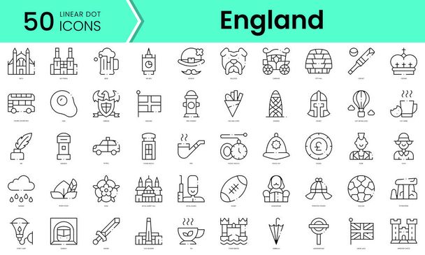 Ensemble d'icônes en Angleterre. Ensemble d'icônes de style art linéaire. illustration vectorielle - Vecteur, image