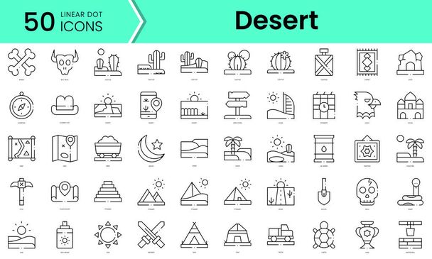 Σύνολο εικόνων της ερήμου. Γραμμή στυλ τέχνης δέσμη εικονίδια. εικονογράφηση διανύσματος - Διάνυσμα, εικόνα