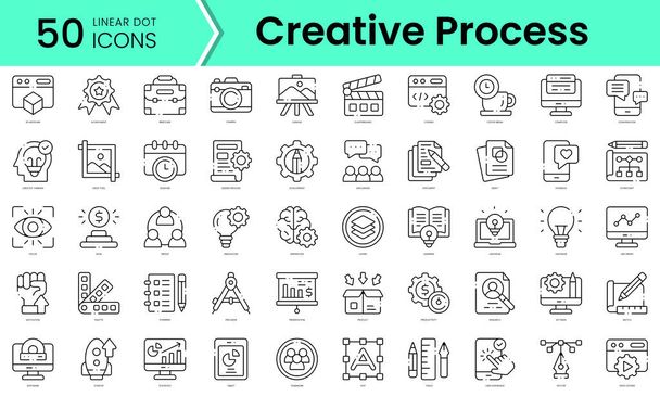 Conjunto de iconos de proceso creativo. Paquete de iconos de estilo arte de línea. ilustración vectorial - Vector, imagen