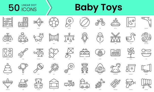Ensemble d'icônes de jouets pour bébés. Ensemble d'icônes de style art linéaire. illustration vectorielle - Vecteur, image
