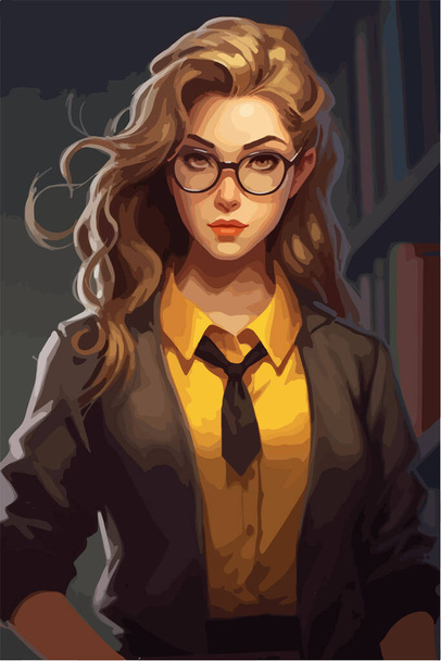 young woman in school uniform, vector illustration  - Vetor, Imagem