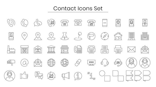 Contact line icon set for website, mobile, business card. Feedback, customer service, phone, email, address, website icon vector illustration. - ベクター画像