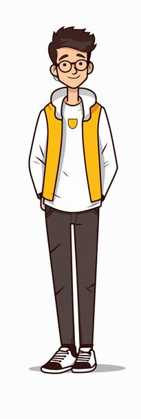 cartoon character of man in casual clothes and glasses  - Vector, Image