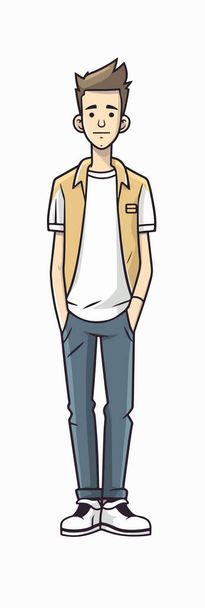 cartoon man in casual clothes on white background  - Vector, Imagen