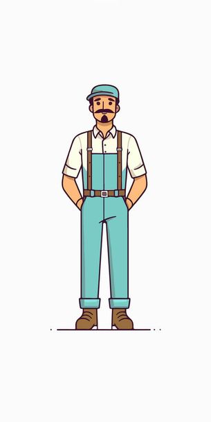 vector illustration of a worker in a flat design style  - Διάνυσμα, εικόνα