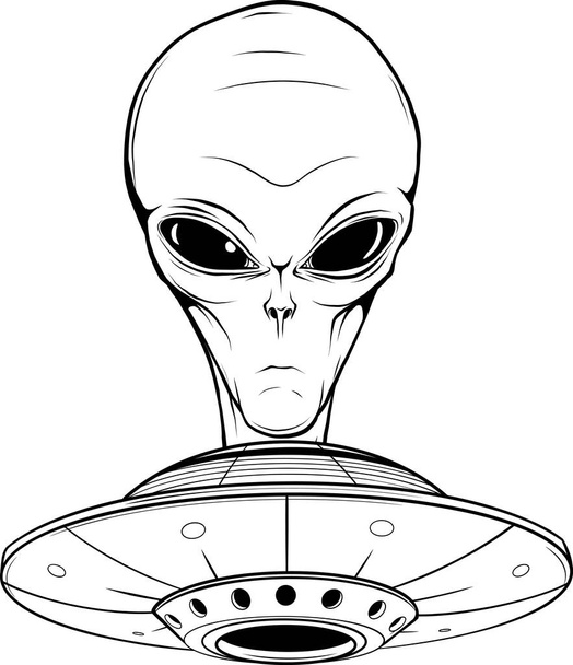 Vector outline alien head vector illustration - Vektör, Görsel