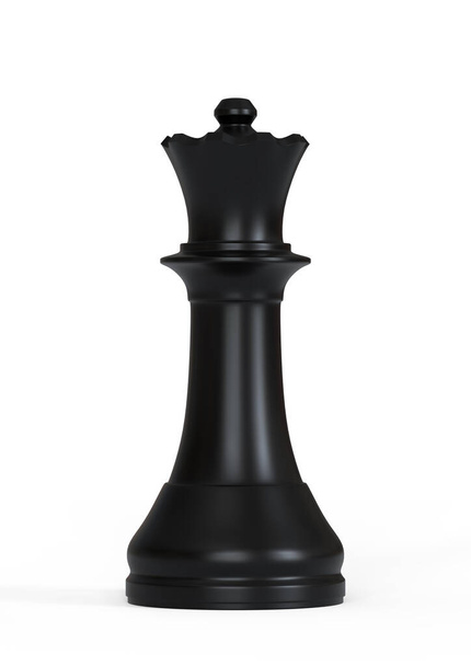 Black queen chess on a white background. Chess game figurine. leader success business concept. Chess pieces. Board games. Strategy games. 3d illustration, 3d rendering - Φωτογραφία, εικόνα
