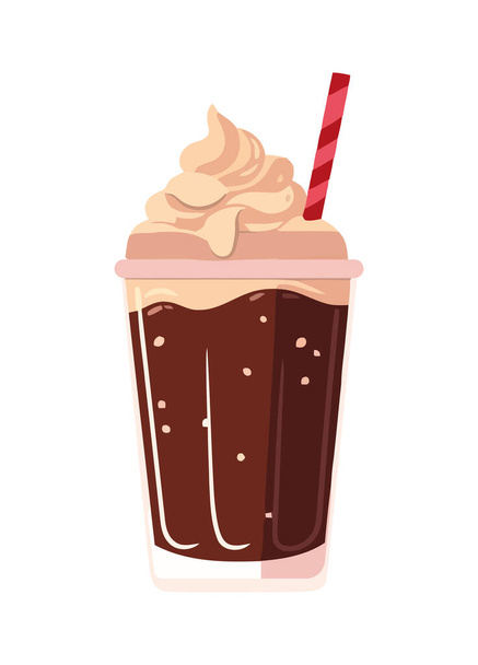 Cute cartoon sweet milkshake drink icon isolated - Vektori, kuva