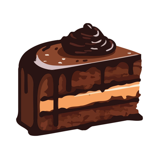 pastel de dibujos animados con icono de decoración de glaseado dulce aislado - Vector, Imagen