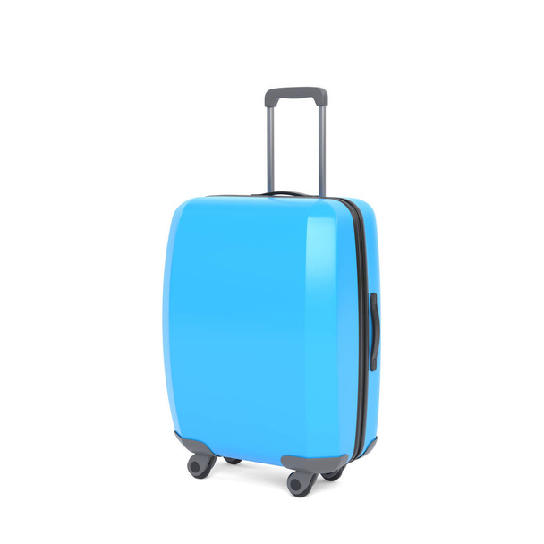 Blue suitcase isolated on a white background. 3d rendering illustration - Foto, Imagem