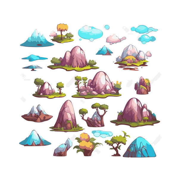 simple illustration of mountain range isolated white background - Vettoriali, immagini