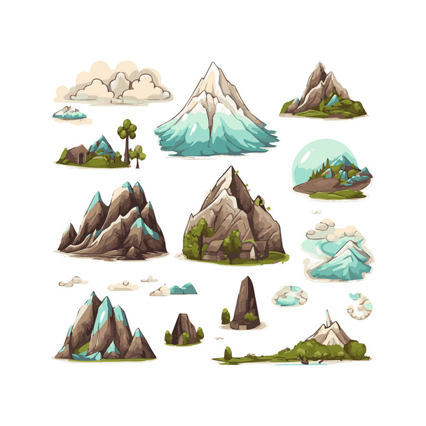 simple illustration of mountain range isolated white background - Vector, Image