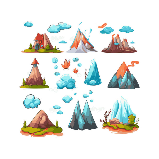 simple illustration of mountain range isolated white background - Vector, Image