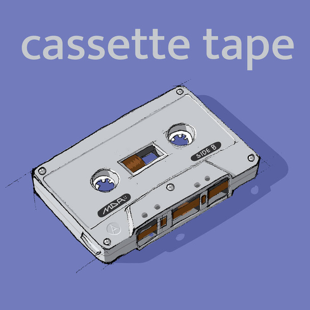 cassette tape drawing sketch pencil style - Vector, Imagen