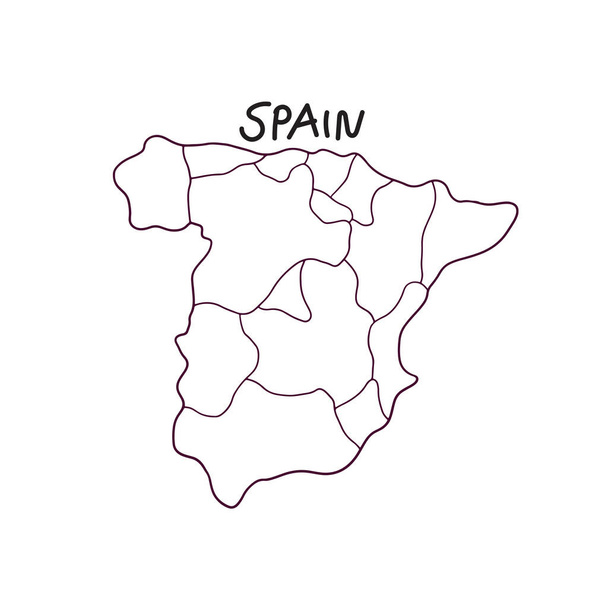 mapa do doodle desenhado à mão de Espanha - Vetor, Imagem