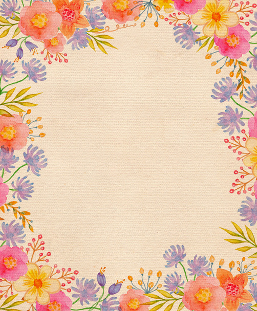 Watercolor floral frame - Foto, afbeelding