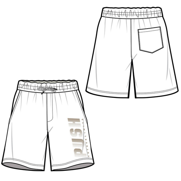 flat illustration of male shorts. vector. sketch. front and back  - Vetor, Imagem
