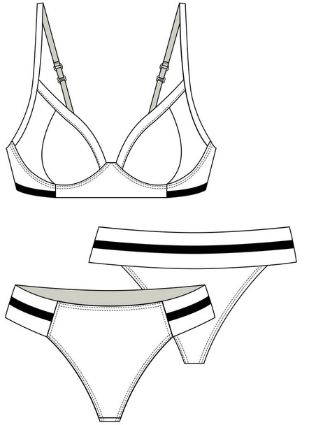 template for a design. women active wear  - Vektör, Görsel