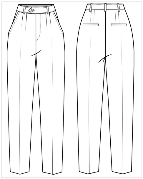 flat sketch template of womens trousers  - Vector, Image