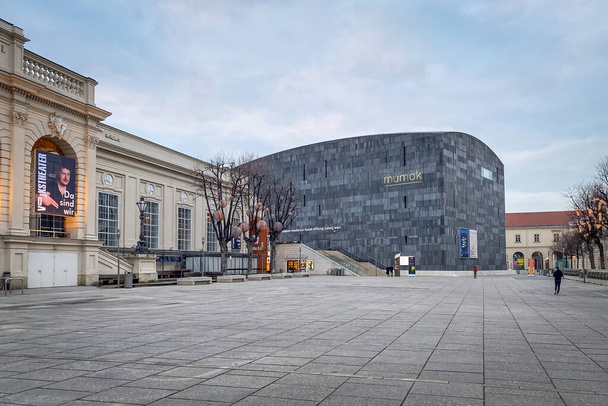 Vienna, Austria - January 16,2020: Mumok - Museum of Modern Art against cloudy sky in winter - Photo, image