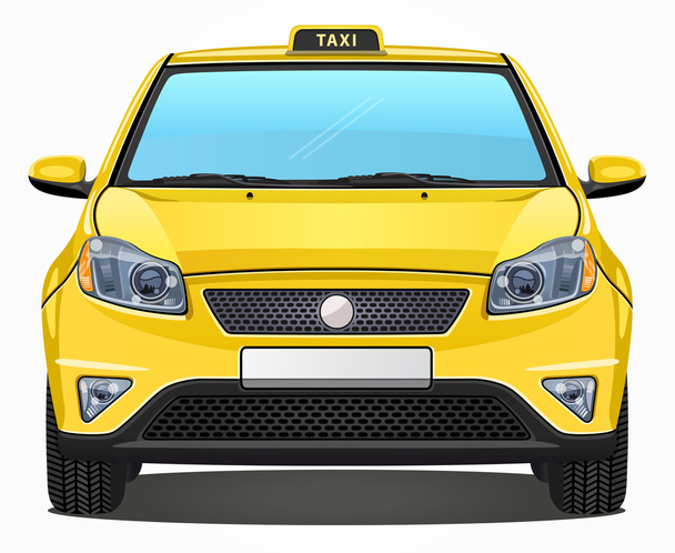 Sárga Taxi autó - homlokzat vektor - Vektor, kép