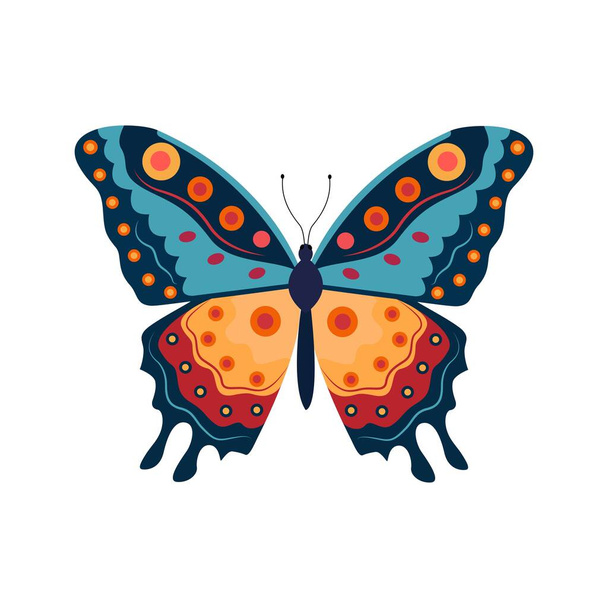 Beautiful butterfly graphic art with a colorful printed pattern vector illustration art - Vector, Image