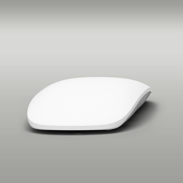 Thin white mouse for personal computer isolated on white background. - Photo, image