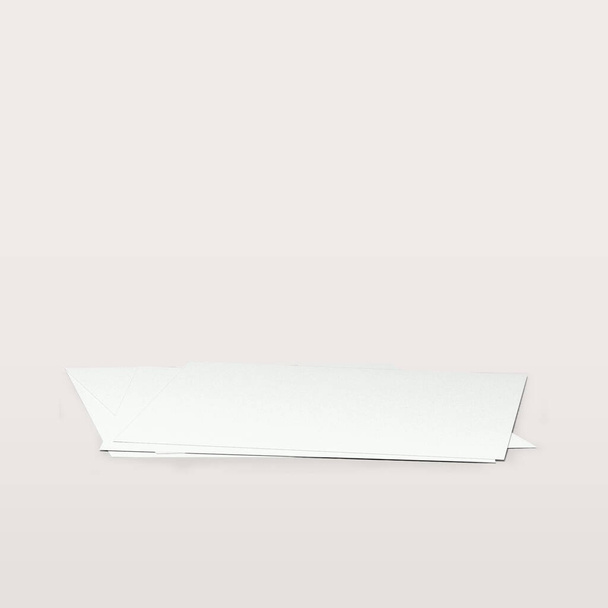 Stapel leerer weißer Bankkarten auf grauem Hintergrund, passend für Template-Design. - Foto, Bild