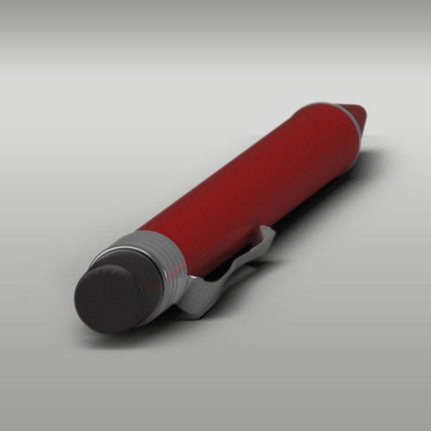 Penna rossa per scrittore isolato su sfondo grigio. - Foto, immagini