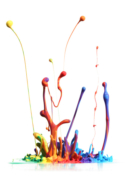 Pintura colorida espirrando isolado no branco
 - Foto, Imagem
