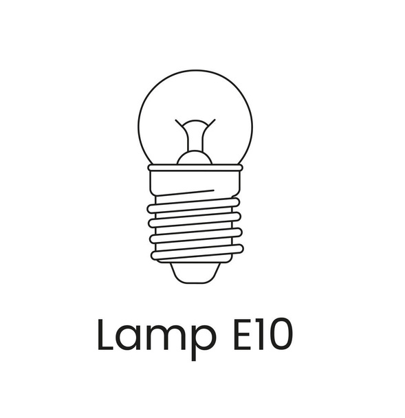 Icono de línea en formato vectorial que representa una lámpara con base E10. - Vector, Imagen