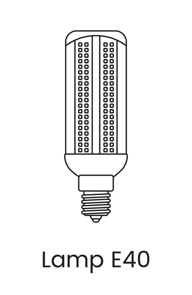 Liniensymbol im Vektorformat, das eine Lampe mit E40-Sockel darstellt. - Vektor, Bild