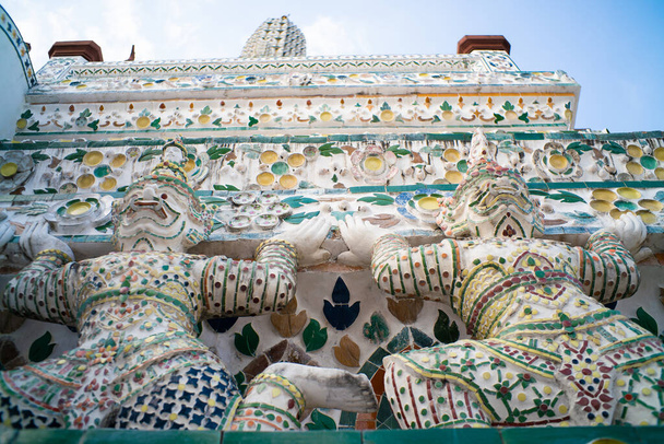 The pagoda of Arun Temple colorful historical porcelain Pagoda of Wat Arun Temple of Dawn, Bangkok, Thailand - Photo, Image
