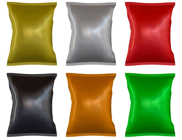 3D renderização - Imagem de alta resolução seis cores de saco de travesseiro isolado em um fundo branco. - Foto, Imagem