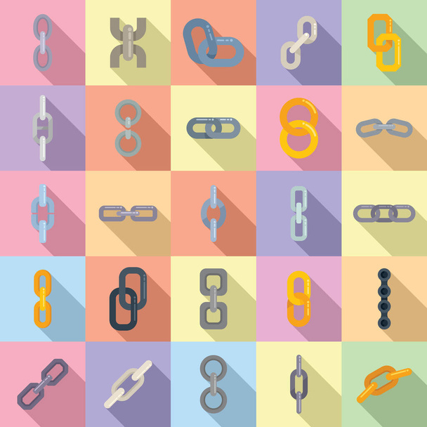 Chain link icons set flat vector. Bike link. Bicycle element - Vektor, kép
