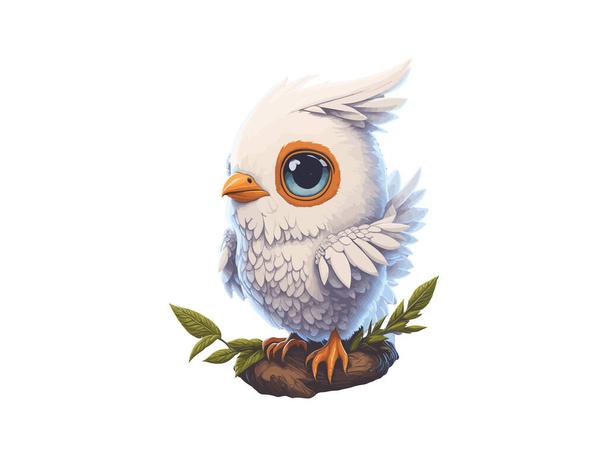 Vector Illustration little cute phoenix, fairy bird eagle mythical, isolated in white background - ベクター画像