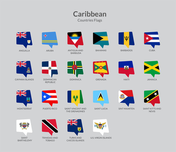 Caribbean Countries countries flag icons collection - Vector, Image