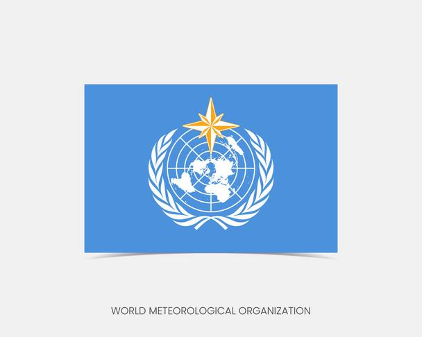 Organización Meteorológica Mundial Rectángulo icono de la bandera con sombra. - Vector, Imagen