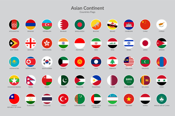 Asia Continente paesi bandiera icone collezione
 - Vettoriali, immagini