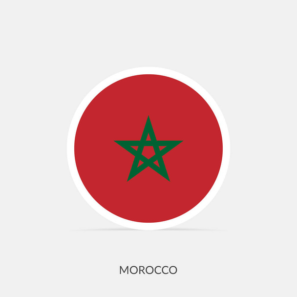 Marokko ronde vlag pictogram met schaduw. - Vector, afbeelding