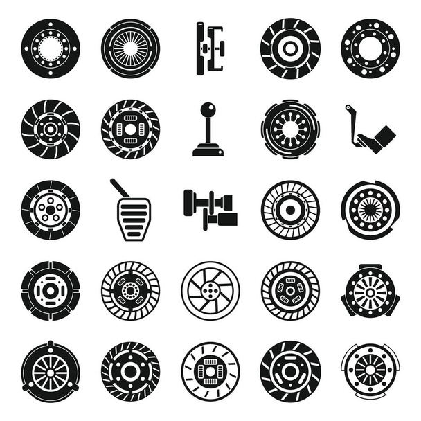 Clutch icons set simple vector. Machine engine. Auto parts - Vettoriali, immagini