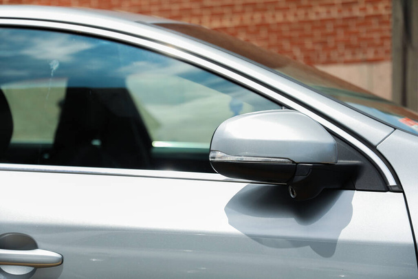 car door handle, detail of a door lock, close up  - Фото, зображення