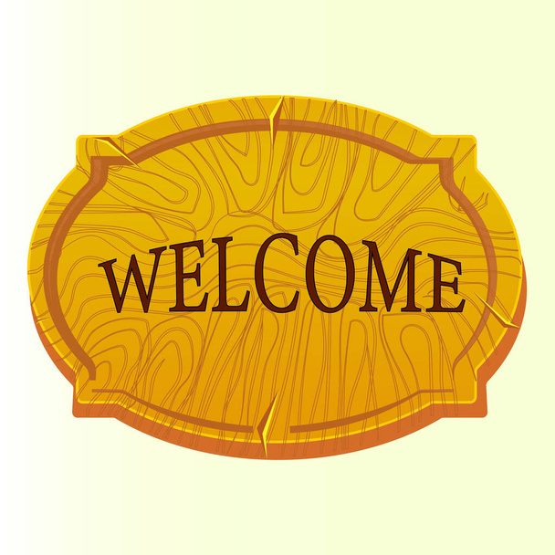 Wooden welcome sign, hanging on door - Wektor, obraz
